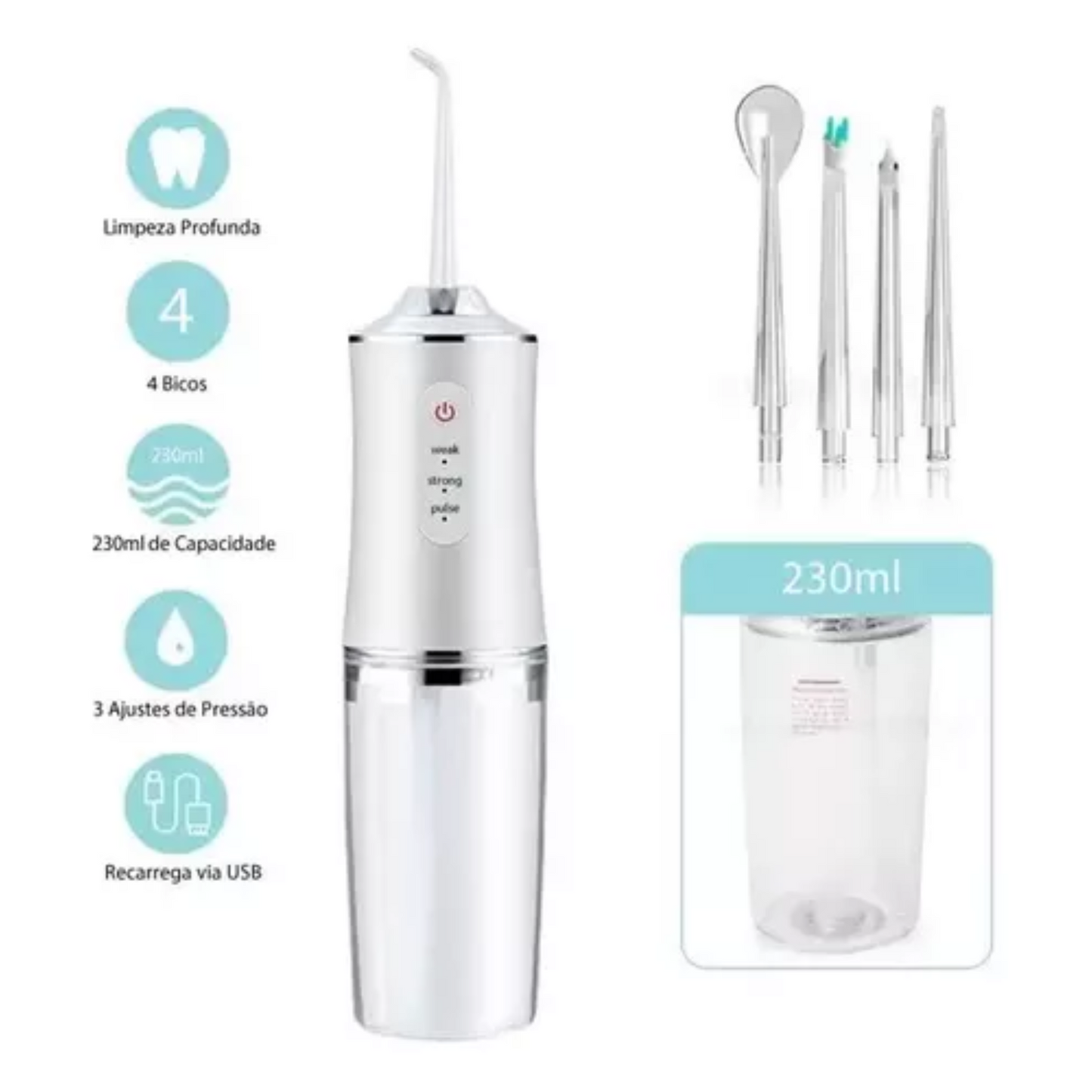 Irrigador Bucal Eléctrico Recargable USB